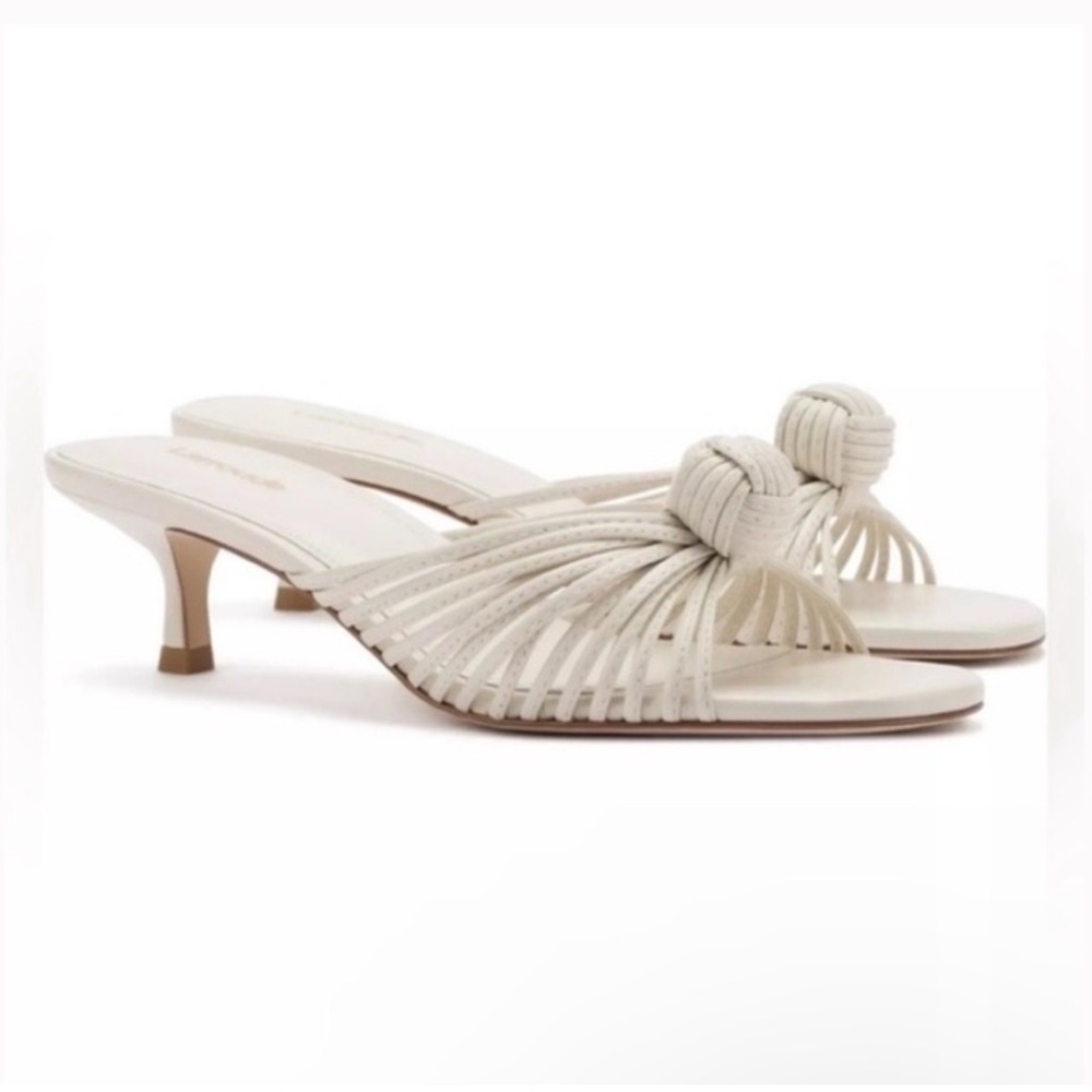 Larroude Cream Knotted Heels - Picture 2 of 9